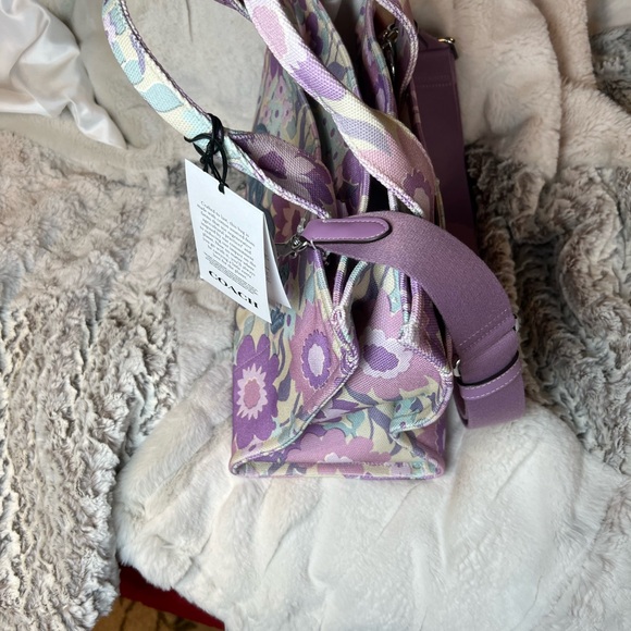 Coach Purple Floral Tote Bag - Picture 3 of 9